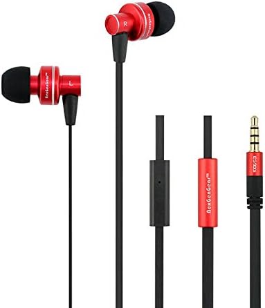 NexGenGear ES900i Earphone 3.5mm Plug High Definition Noise Canceling Stereo Super Basspro Handsfree Built-In Microphone Earbuds Headset For Many Cell Phones, Tablets, iPad, iPod Models (Red)
