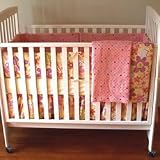 Pink Retro Flower 5 Piece Crib Set