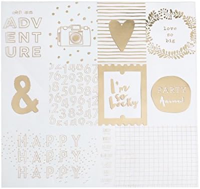 American Crafts Dear Lizzy Documentary Heart of Gold Gold Foil Acetate Specialty Scrapbook Paper