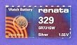 Renata Silver Oxide Watch Battery For 329 Button Cell