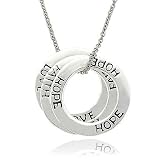 Triple Sterling Silver .925 Faith Hope Love Circle Pendant