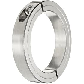Climax H2C-143-S Shaft Collar, Stainless Steel Grade 303, Two Piece, 1-7/16" ID, 2-3/8" OD, 1/2" Wide, With 1/4-28 x 3/4 Set Screw