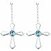 1.25 Ct.T.W. Genuine Round Swiss Blue Topaz in Pure Sterling Silver Cross Earrings