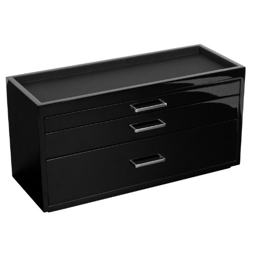 Wolf Designs Meridian 3 Drawer Watch Storage Box Black Piano Finish Wolf Designs Meridian 3 Drawer Watch Storage Box Black Piano Finish