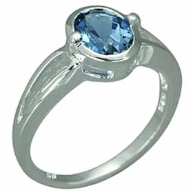 Buy 1.50 Carats Oval Shape Genuine London Blue Topaz Sterling Silver Ring by Peora