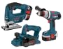Bosch 93618DJP 18 Volt Brute Tough Drill/Driver/Jig Saw/Planer with 2 Batteries