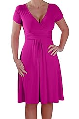 Sophisticated V-neck Elastane/Polyester Plunging Neck Wrap Grecian  Dress