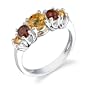 Sterling Silver 1.00 cts Round Cut Citrine Garnet Ring Size 6