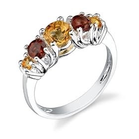 Buy Sterling Silver 1.00 cts Round Cut Citrine Garnet Ring Size 6 by Peora