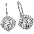 14K White Gold Diamond Leverback Earring