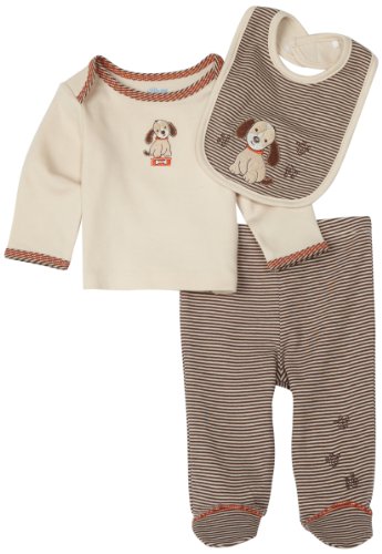 Little Me Puppy Paws Lap Shoulder Set with Bib, Brown, 3 Months