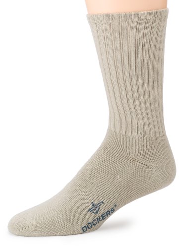 Dockers Men's 3-Pack Sport Crew Socks, Khaki, 8 to 12