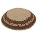 Beige Knit Kippah with Design - 029