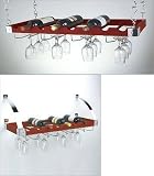 Concept Housewares Ceiling or Wall Wine Bottle and Glass Rack 8-bottle
