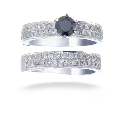 1.40 CT Black Diamond Engagement Ring 14K White Gold 1.40 CT Black Diamond Engagement Ring 14K White Gold