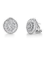 18k White Gold 1.88 Ctw Round Baguette Earrings