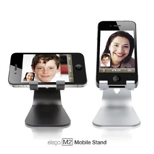 Elago M2 Mobile Stand / Dock For iPhone 4, 1G/3G/3GS, (Silver), Angled Support for Easy Video Calling