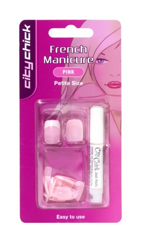 Childrens Toyshop  Health & Personal Care : City Chick French Manicure Petite Artificial Nails -  Square Pink