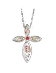 Black Hills Gold 3.0mm Birthstone Cross Silver Necklace