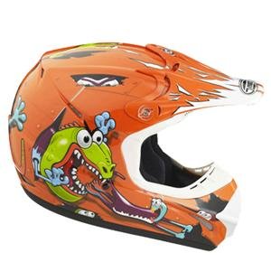 GMax Youth GM46Y Special Edition Monster Helmet - Youth Small/Lizard Orange/Silver