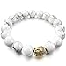 Men,Women's 10mm 12mm Alloy Bracelet Link Wrist Gold White Howlite Turquoise Buddha Mala Beads Elastic