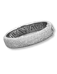 Pave CZ Hinged Bangle Bracelet Rhodium on Sterling Silver 15mm Wide