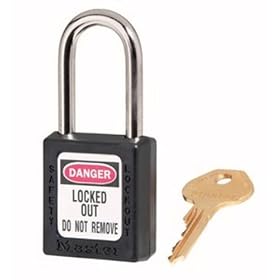 Master Lock 410KABLK2KEY Safety Series Padlock for Lockout/Tagout Applications, Black