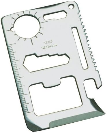 Small Survival Tool Credit Card Size Multi Purpose Device for Camping, Hiking, Survival, Emergencies -Order Today- Military, Preppers,& First Responders. Handy Mini Versatile Tool with Pouch (2 Pk)