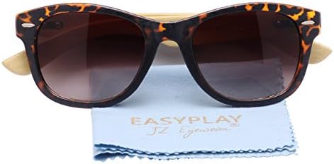 Womens Mens Wood Bamboo Temple Wayfarer Retro Vintage Lightweight Sunglasses (Leopard Frame)