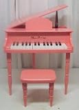 Hot Pink Baby Grand 30 Key Childs Piano With Bench