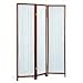 Three Panel Pleated Fabric Screen in Cherry Finish