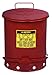 Justrite 9500 Galvanized Steel Oily Waste Safety Can with Foot Lever, 14 Gallons Capacity, Red