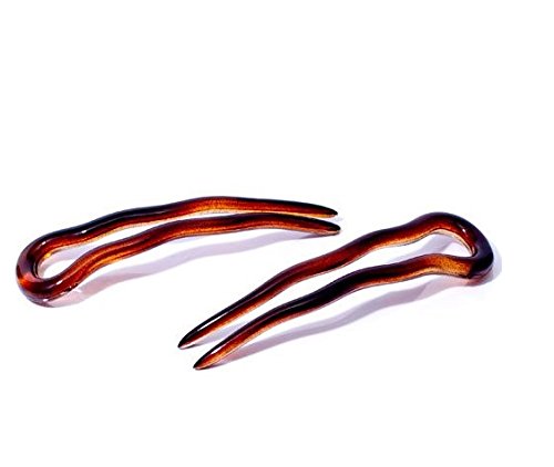 Parcelona French Mystic Shell Large 3 Inches Wavy Crink U Shaped Hair Pins