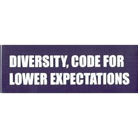 DIVERSITY, CODE FOR LOWER EXPECTATIONS This is a vinyl window letters decal, the size is 5.0 X 22.0. These are sold as a package of one decal and is available as a negative image which is applied to the inside surface of the window. This Vinyl Decal is available in the following sizes; 2.5 x 11.0, 4.0 x 16.0, 5.0 x 22.0, 6.5 X 26.5 and 8.0 x 32.0. To view all sizes available and other similar items search NObama. diversity code 2.0wr