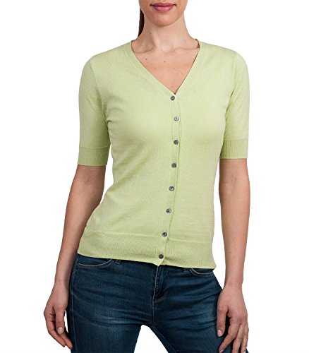 Wool Overs Women's Silk & Cotton Short Sleeve Cardigan