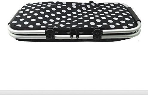 Picnic Basket Bag,Decaral Black White Dot Retractable Type Water-proof Oxford Fabric Spring Outing Picnic Fruit Basket(Color ~ 1)