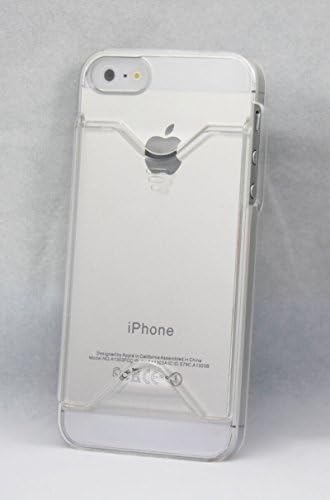 Hard Slim Back Cover Case Holder with Id Credit Card Slot for Apple Iphone 5 5g (Clear Transparent)