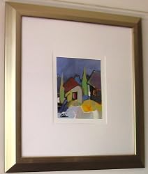 Houses By Ali Golkar Original Acrylic on Paper Painting - Framed Artwork