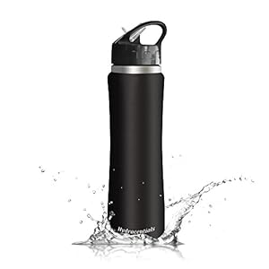 Hydracentials 25 oz Sleek and Sporty Double Wall Vacuum Insulated Stainless Steel Water Bottle with Flip Cap and Straw