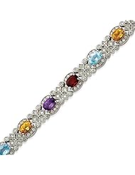 Sterling Silver Rainbow Semi-precious & CZ Bracelet - 7 Inch