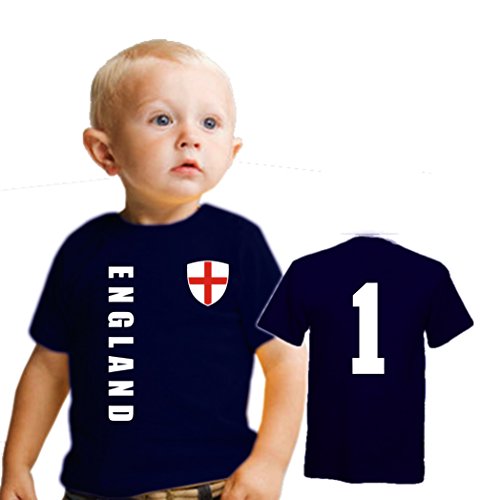 England BABY T-Shirt – Trikot Look – Gr. 68-86 – Navy (68/74)