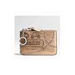 Coach Gold Metallic Leather Med Skinny Zip Wallet Keychain Ipod Case 43298