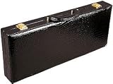 Genuine Black Leather Poker Chip Case with Alligator Textures - Holds 500 chips