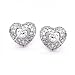 Valentines Day Bling Jewelry 925 Sterling Silver Diamond CZ Heart Stud Earrings