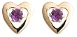 14k Yellow Gold and Amethyst Children's Heart Earrings