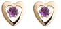 14k Yellow Gold and Amethyst Children's Heart Earrings