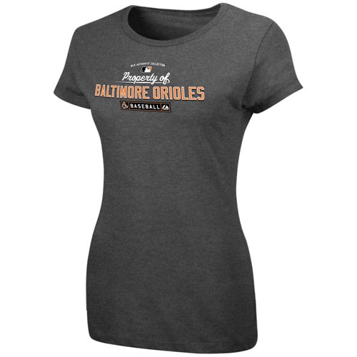 MLB Baltimore Orioles Women'S Short Sleeve Crew Neck Tee (Pro Carbon Heather, Large)