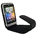 iGadgitz Black Genuine Leather Case Cover Holder for HTC Wildfire S Android Smartphone Cell Phone + Screen Protector