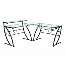 Z-Line Belaire Glass L-Shaped Computer Desk