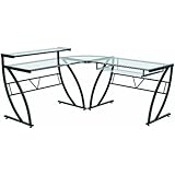 Z-Line Belaire Glass L-Shaped Computer Desk
